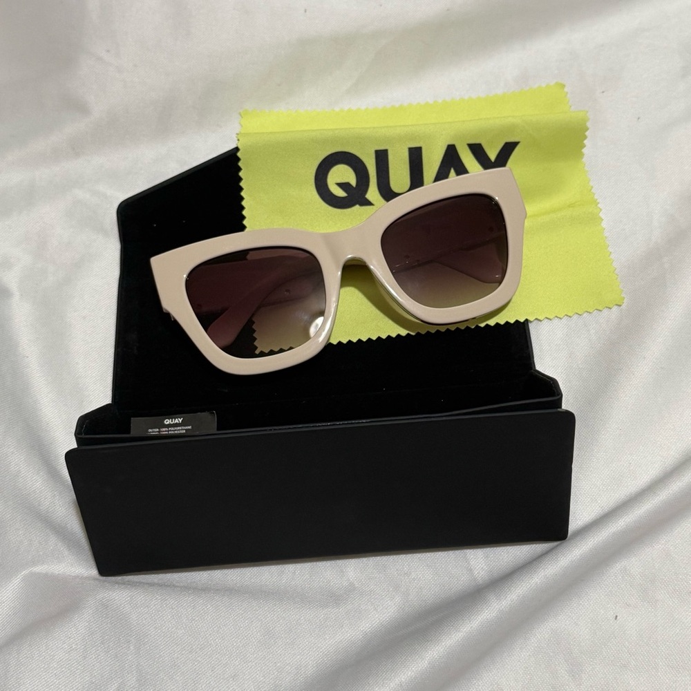 Quay Australia Cream Chunky Sunglasses